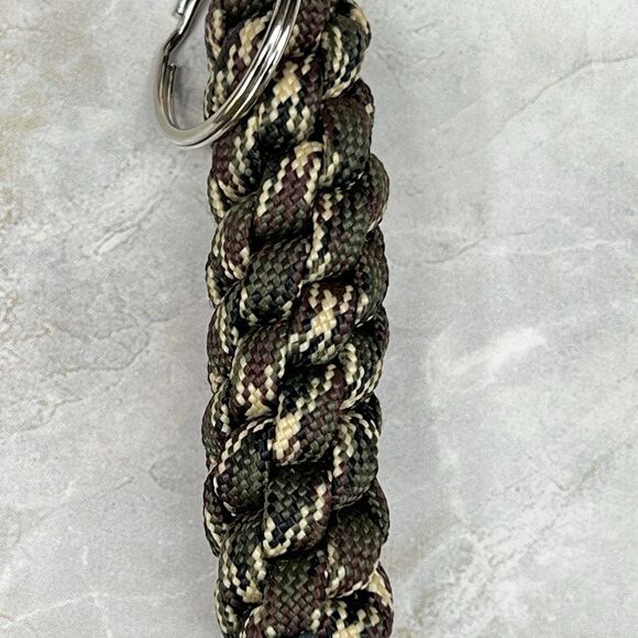 Paracord Braided Keychain Carabiner Key Ring Green Handmade Macrame Swivel Clasp - Picture 9 of 12
